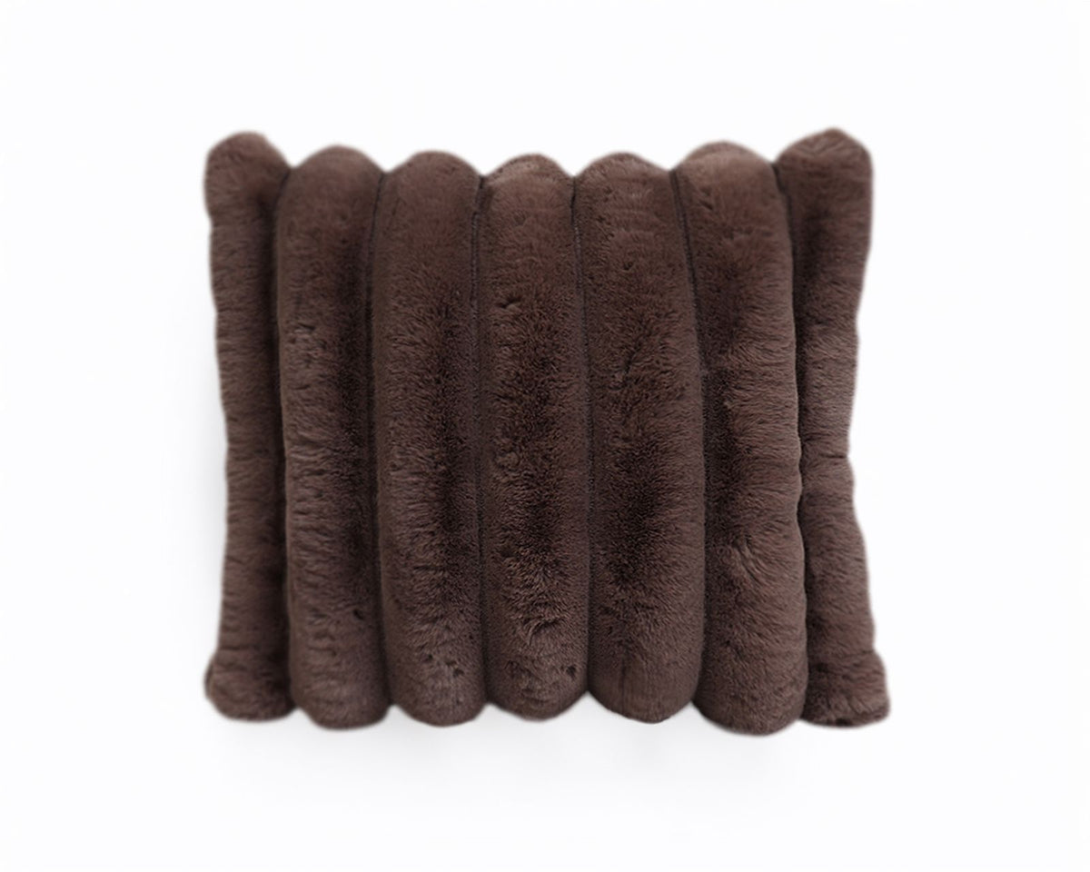 Rib Rabbit Fur Sierkussen Taupe