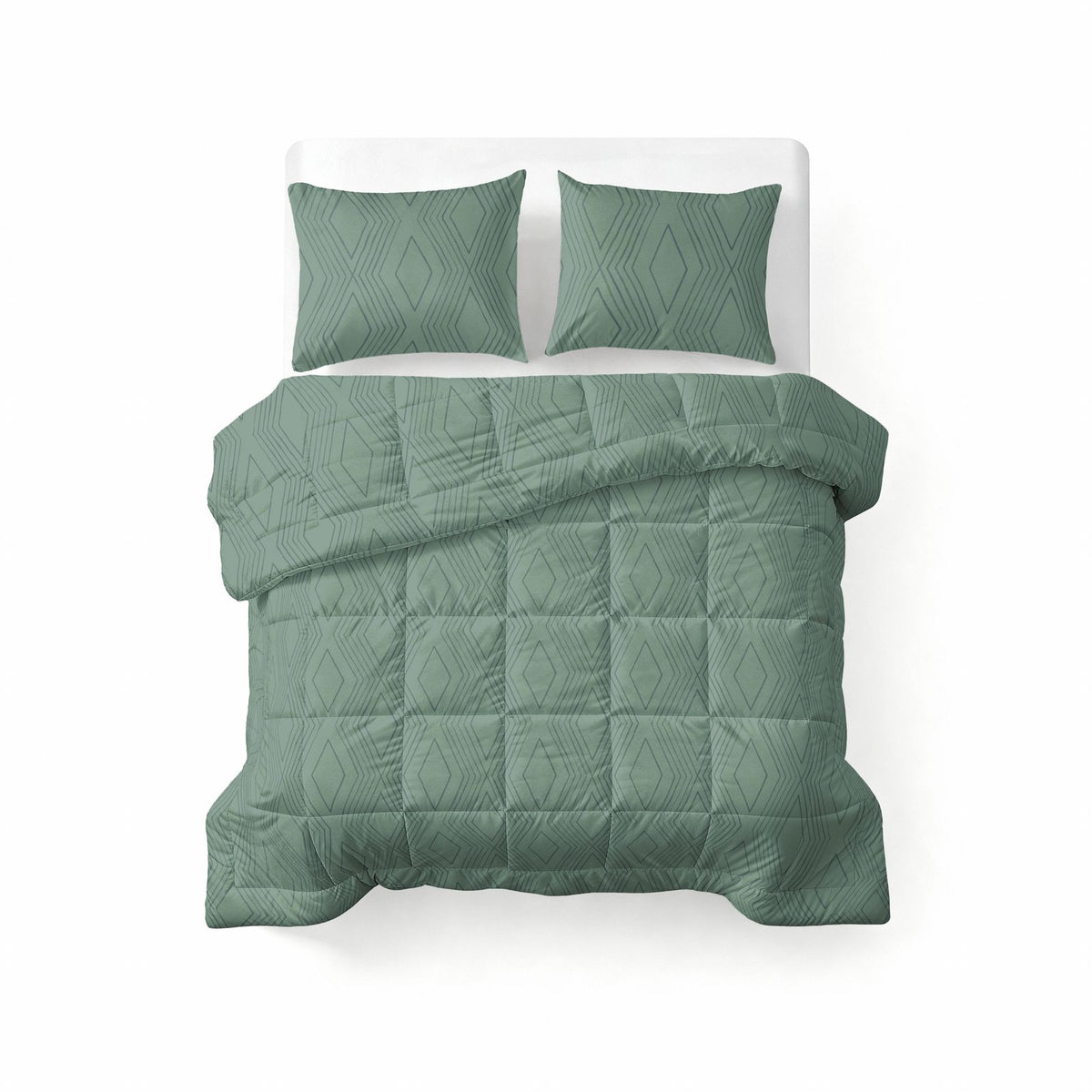 All-in one Lazy dekbed Dorian Groen Met Kussenslopen