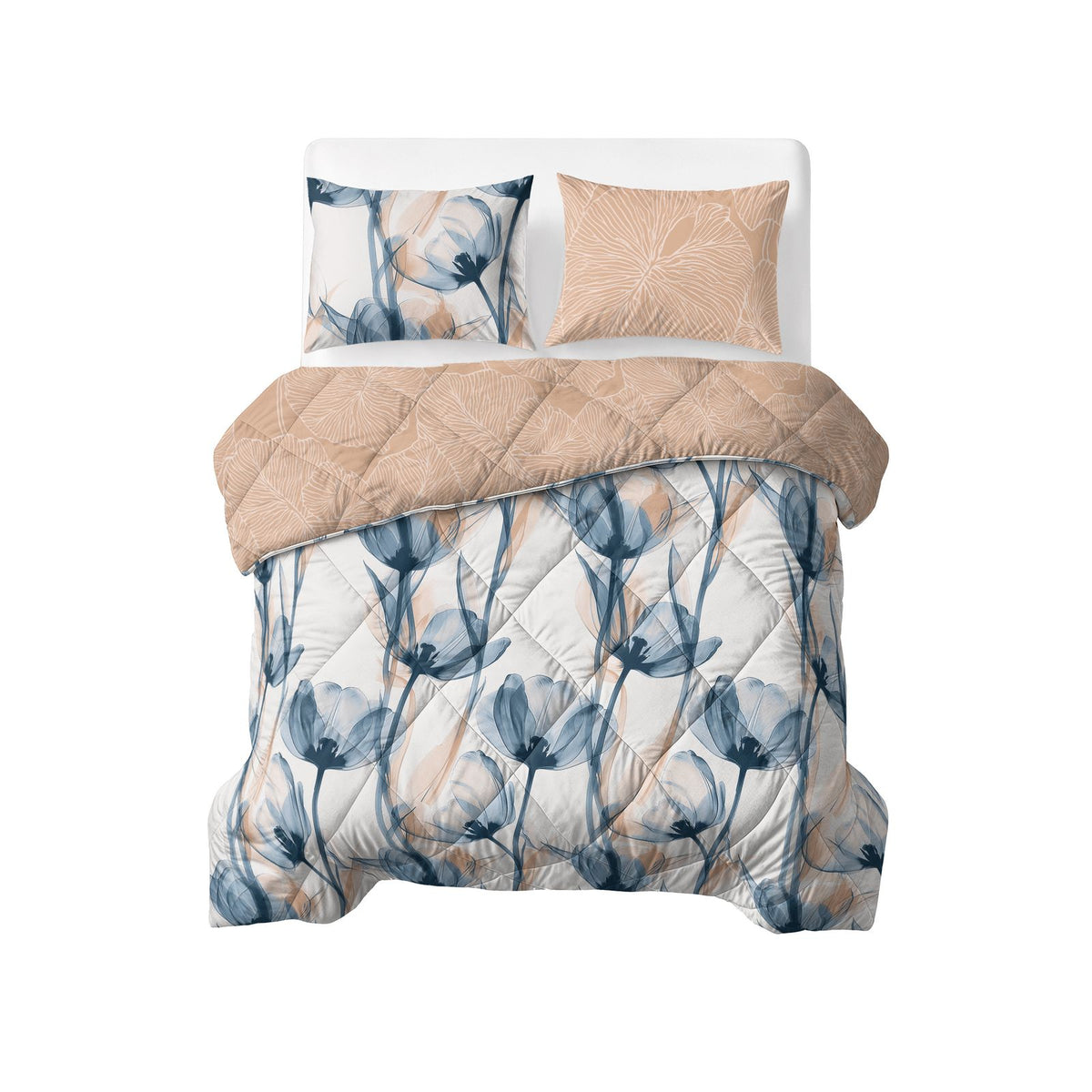 Lazy Dekbed Glass Flower Blauw Met Kussenslopen