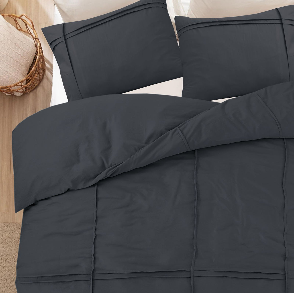 Dekbedovertrek Washed Tufted Antraciet