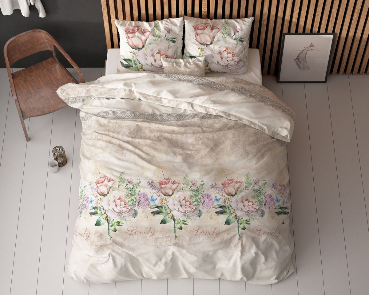 Dekbedovertrek Lovely Flower Beige