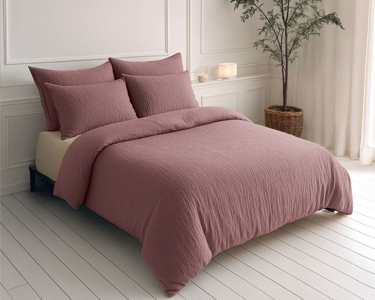 Lazy Dekbed Mousseline Oud Roze Met Kussenslopen