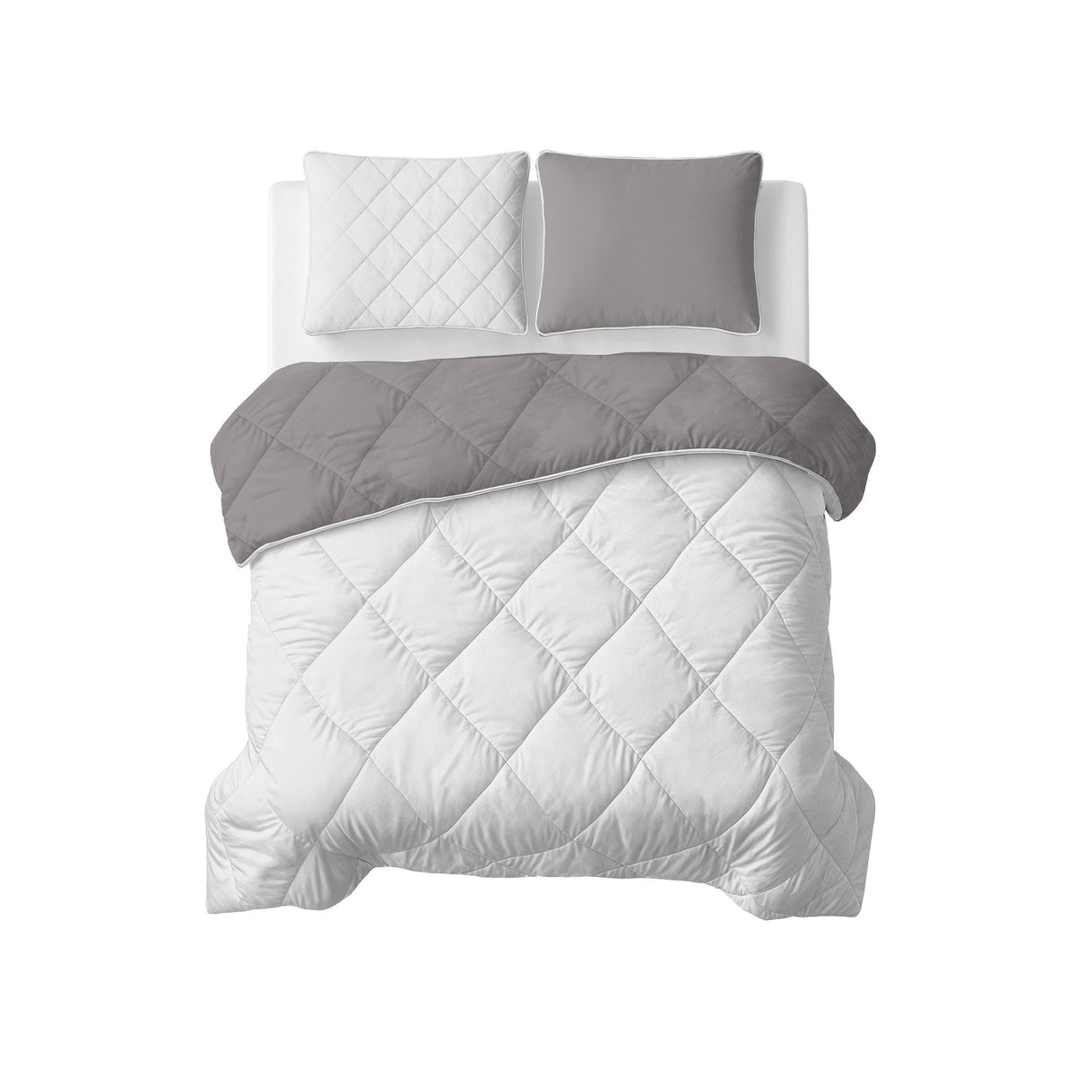 Lazy Dekbed Uni Beige - Taupe/Grijs Met Kussenslopen