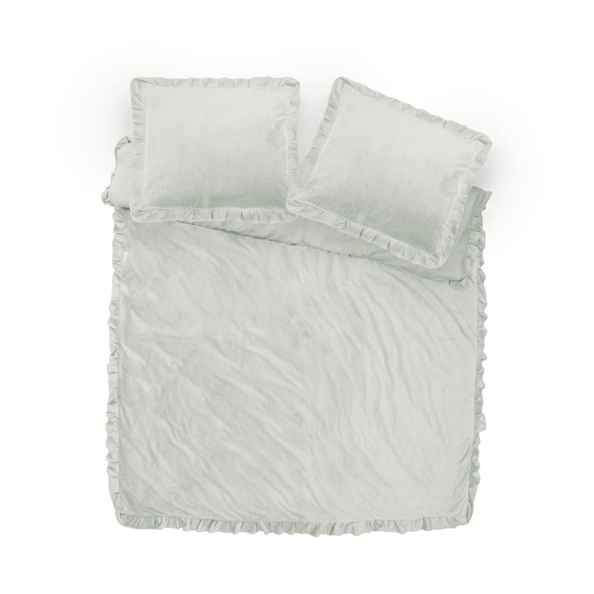 Dekbedovertrek Velvet Ruffles Cappuccino Wit