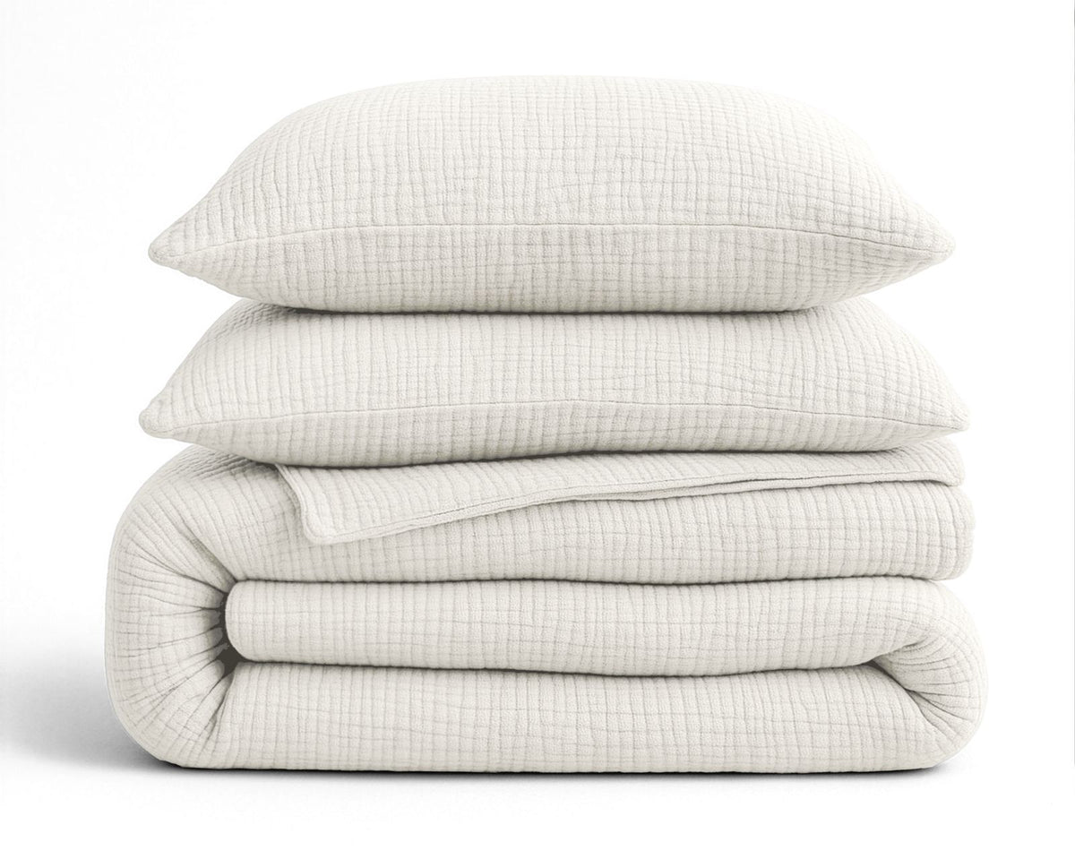 Lazy Dekbed Mousseline Beige Met Kussenslopen