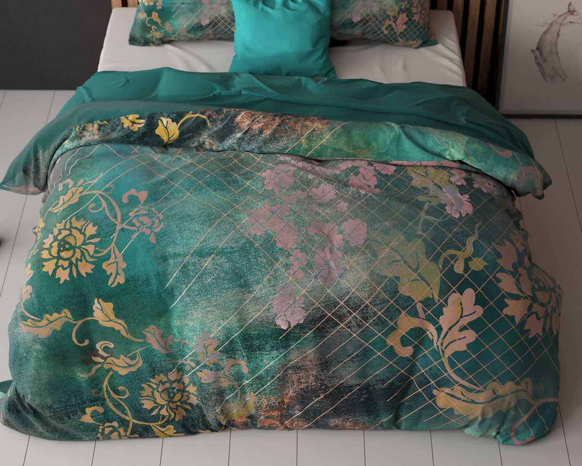 Dekbedovertrek Raddison Flower Groen