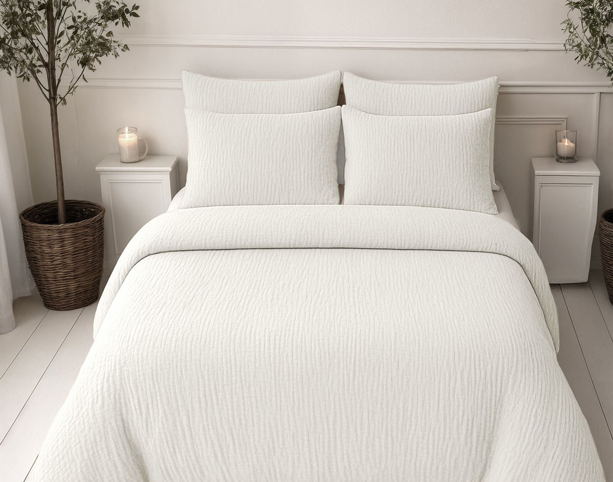 Lazy Dekbed Mousseline Beige Met Kussenslopen