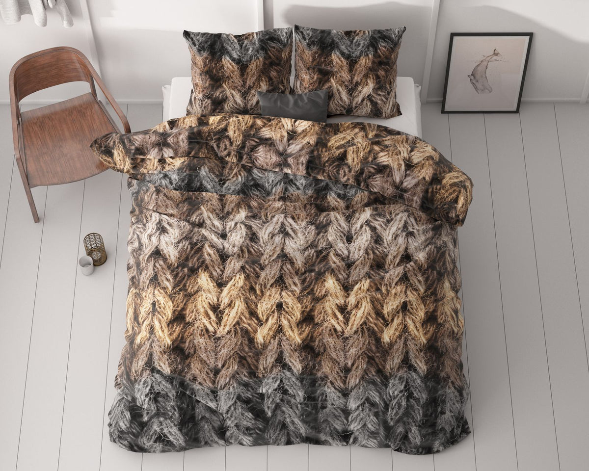 Dekbedovertrek Trendy knits Bruin