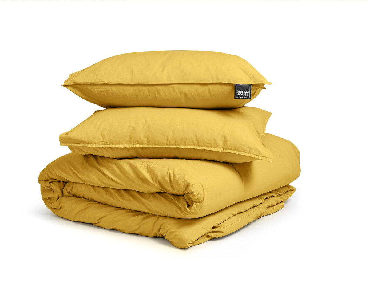 Dekbedovertrek Stone washed Mustard