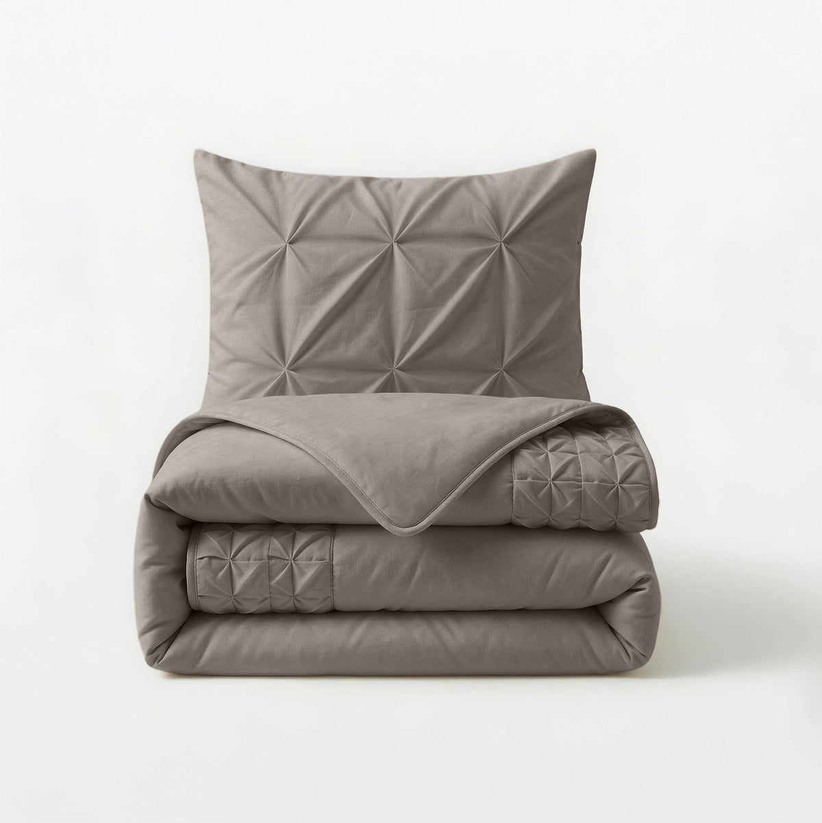 Dekbedovertrek Border Pintuck Taupe/Grijs