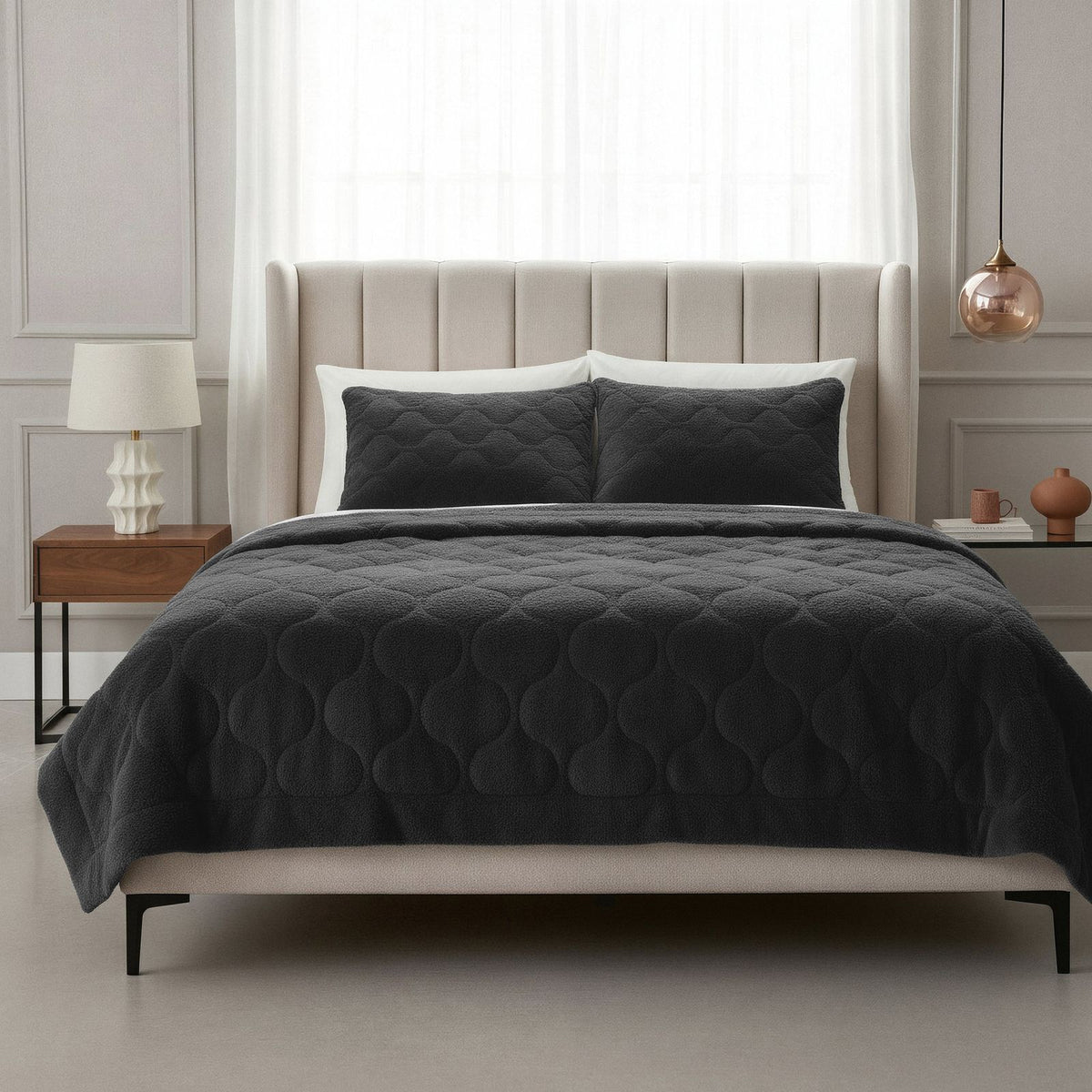 Lazy Dekbed Teddy Zwart Met Kussenslopen