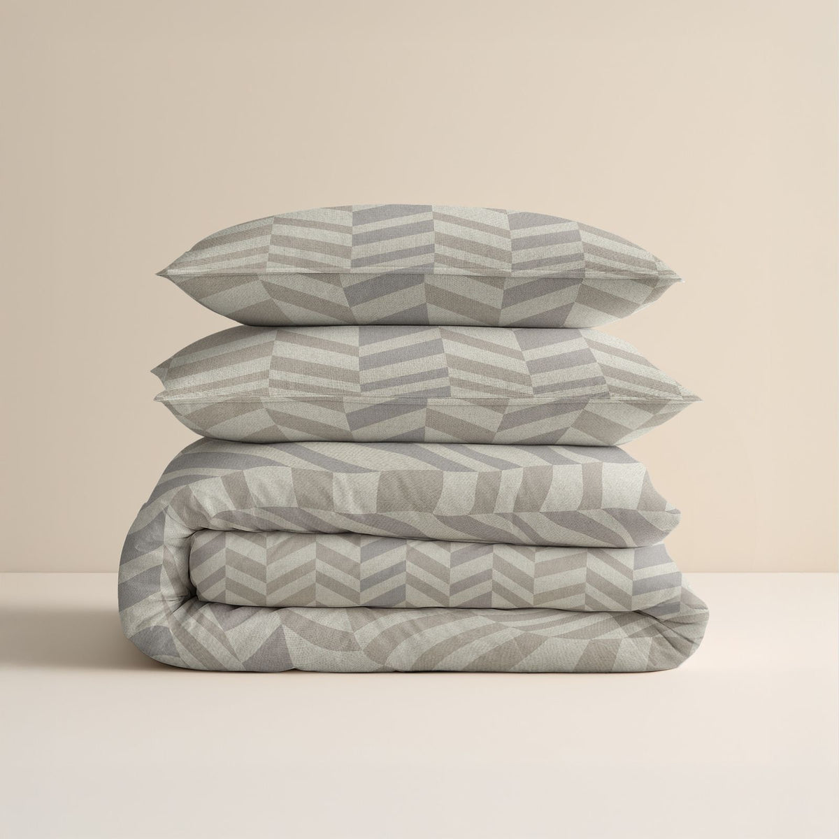 Dekbedovertrek Chevron Beige/Zand