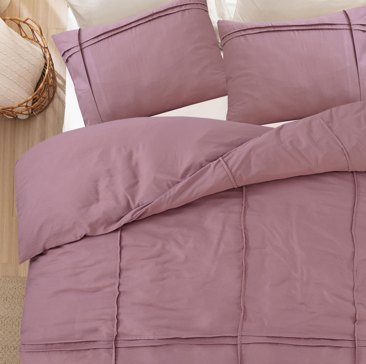 Dekbedovertrek Washed Tufted Oud Roze