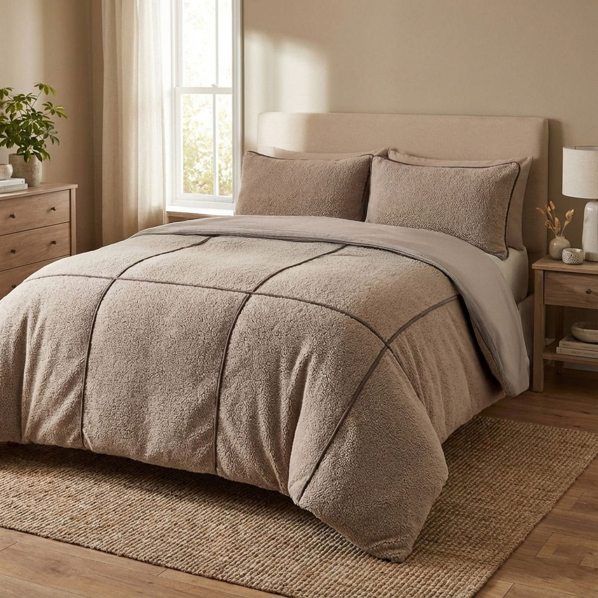 Dekbedovertrek Teddy Trim Taupe
