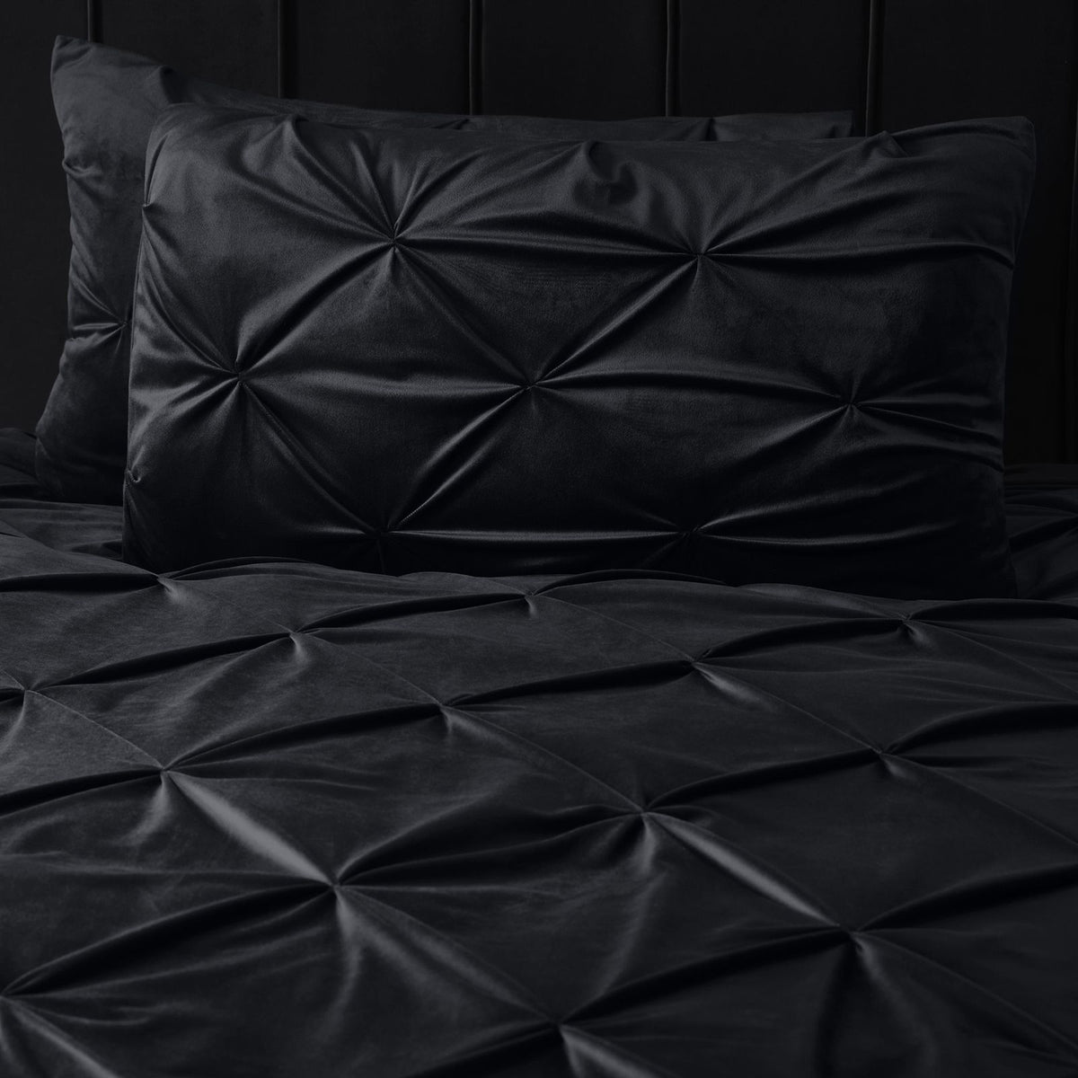 Dekbedovertrek Velvet Pintuck Zwart