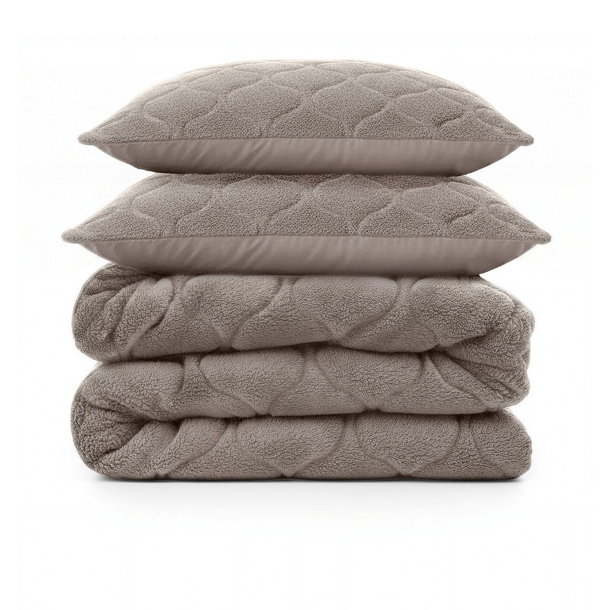 Lazy Dekbed Teddy Taupe/Grijs Met Kussenslopen