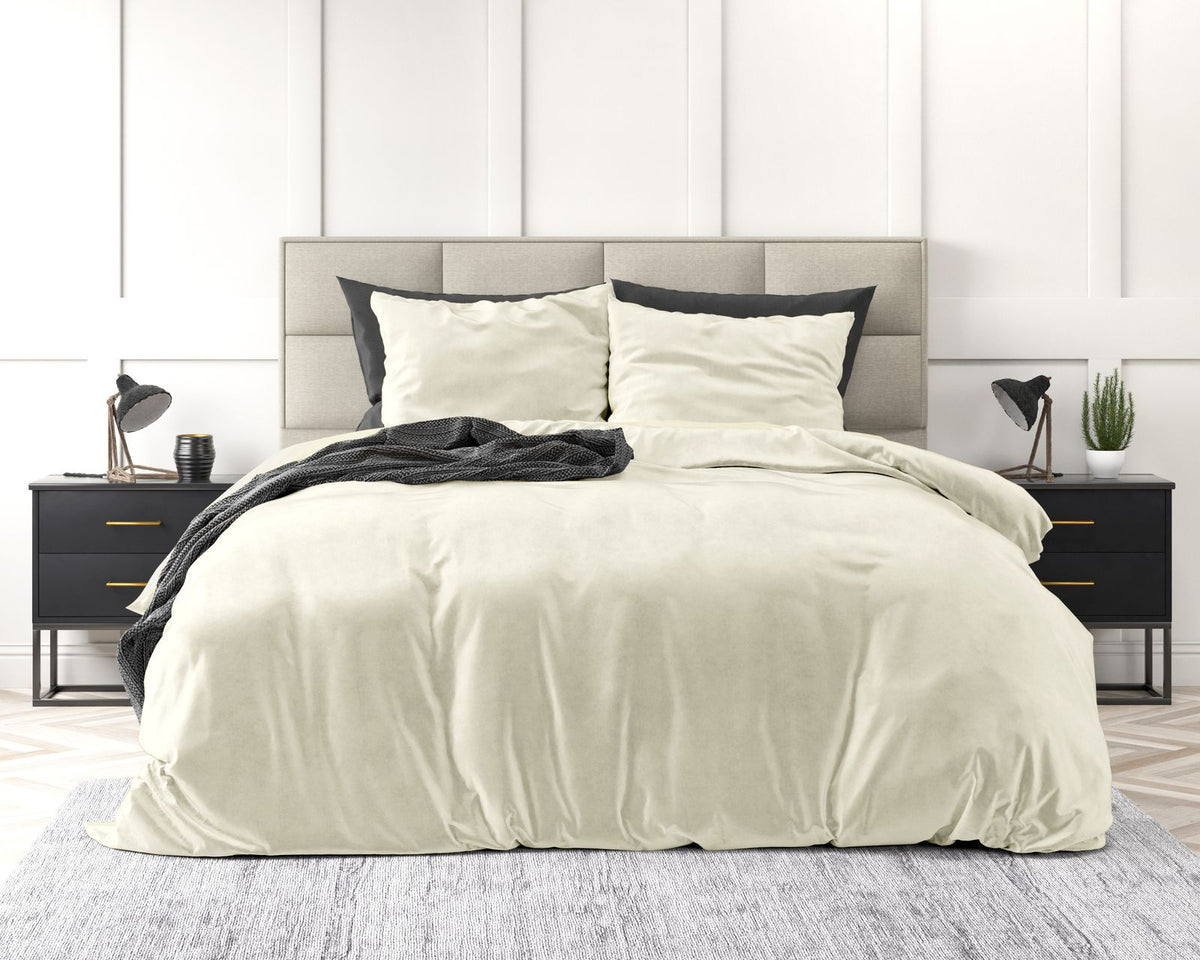 Velvet Uni Dekbedovertrek Creme