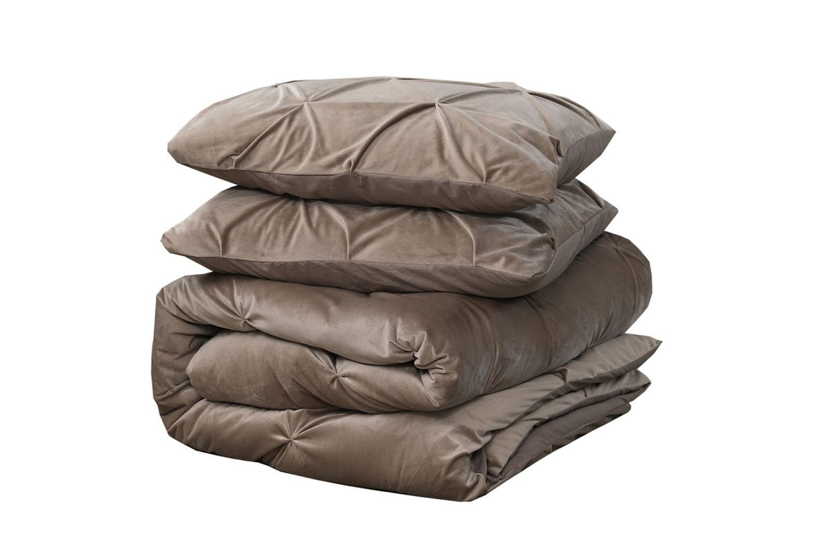 Dekbedovertrek Velvet Pintuck Taupe