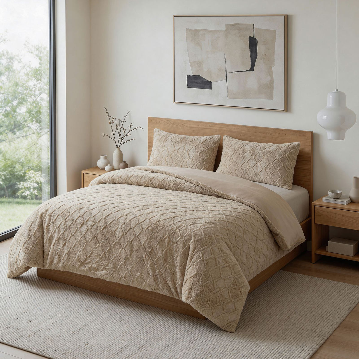 Dekbedovertrek Faux Fur Syon Taupe