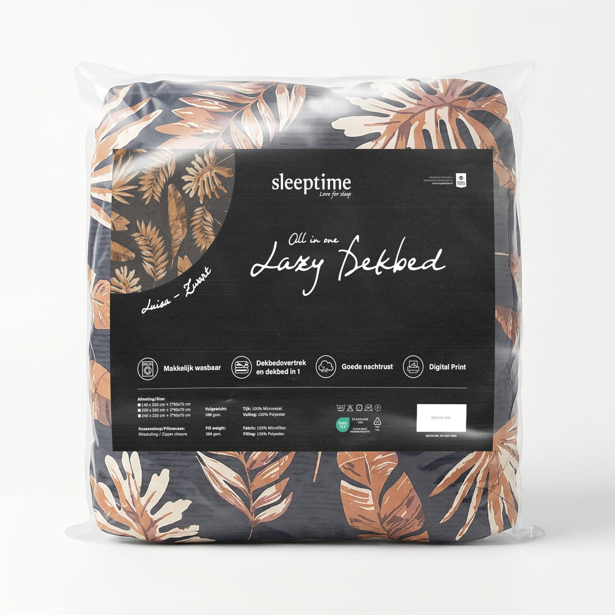 Lazy Dekbed Luisa Zwart Met Kussenslopen