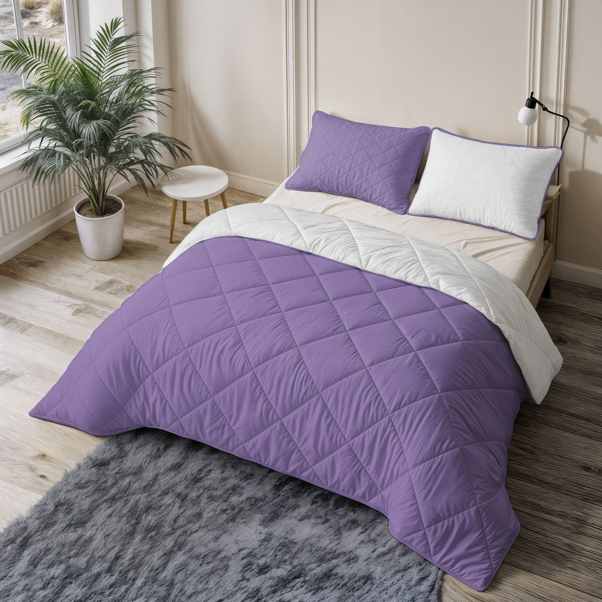 Lazy Dekbed Uni Beige - Lavendel Met Kussenslopen