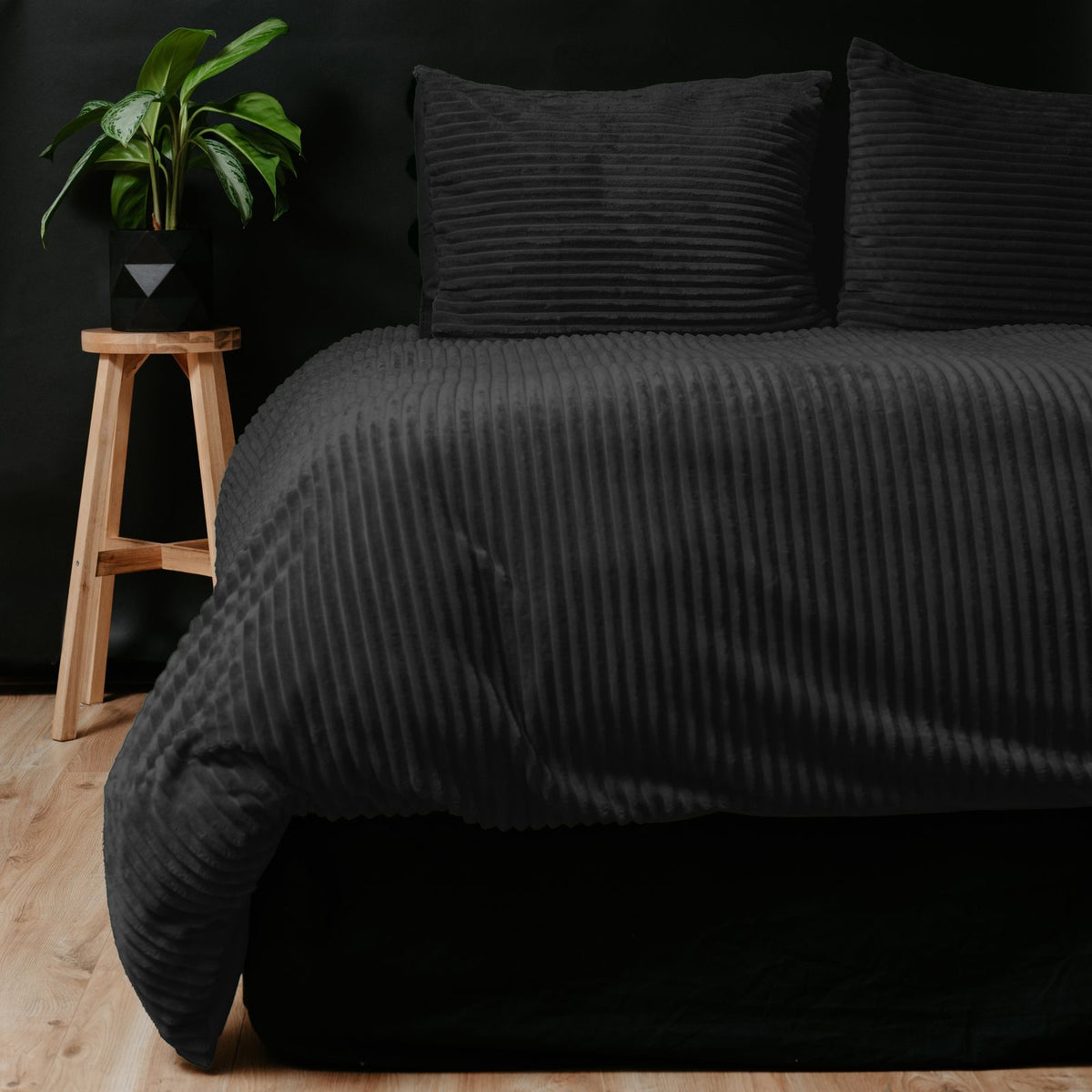 Dekbedovertrek Rib Teddy Zwart
