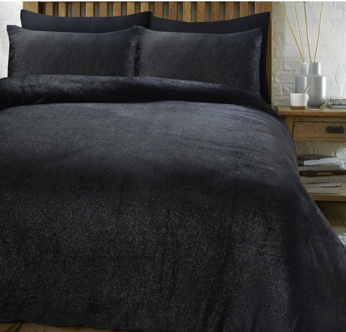 Dekbedovertrek Glamour Flanel Deco Foil Zwart