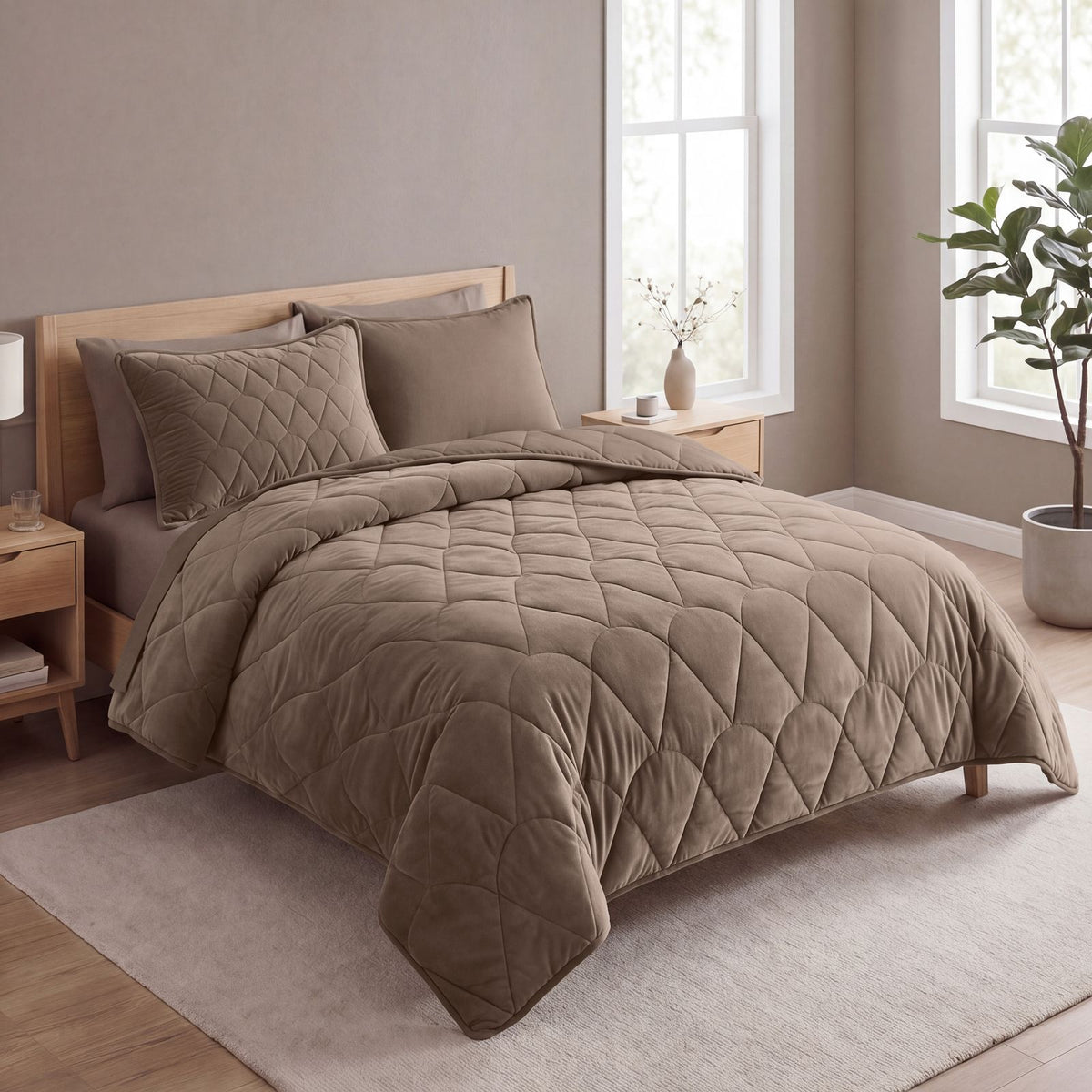Lazy Dekbed Velvet Taupe/Bruin Met Kussenslopen