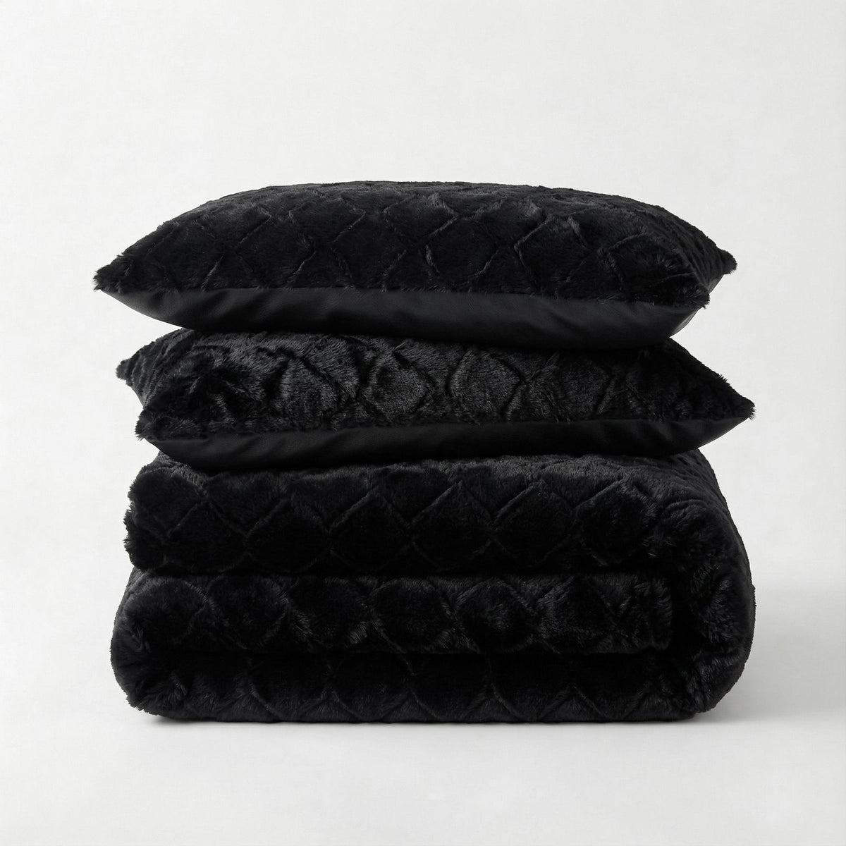 Dekbedovertrek Faux Fur Syon Zwart