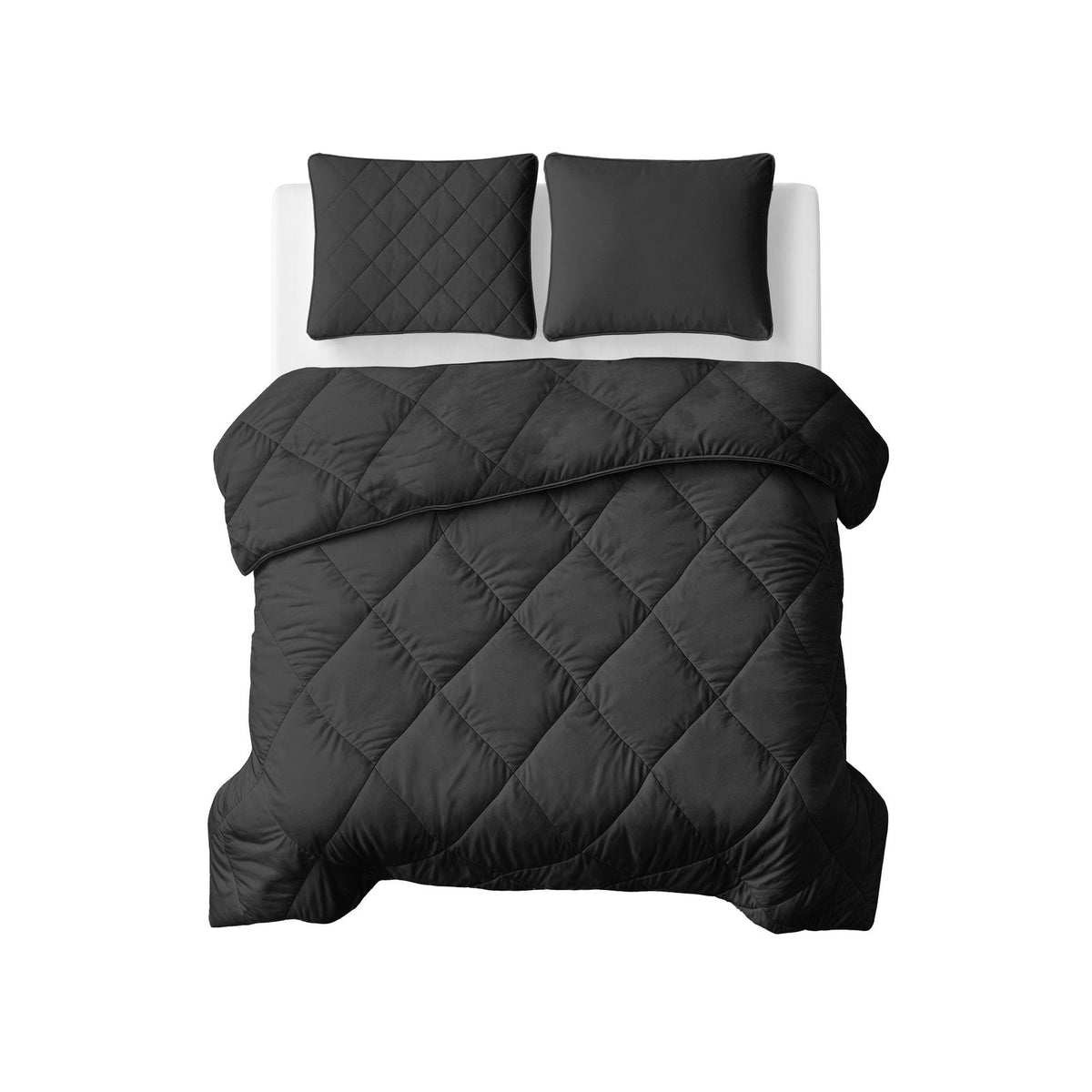 Lazy Dekbed Uni Zwart Met Kussenslopen