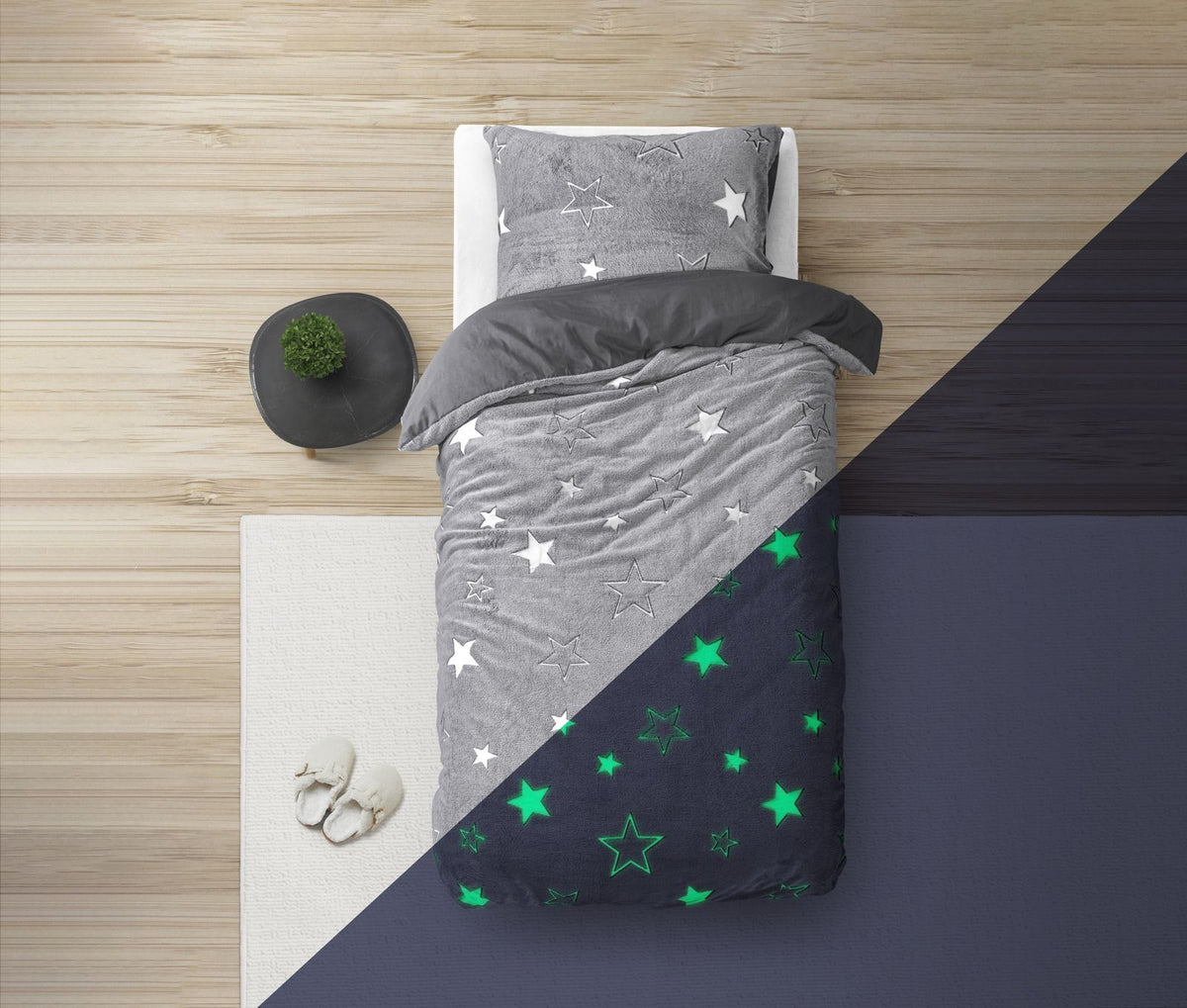 Dekbedovertrek Glow in the dark Stars Grijs