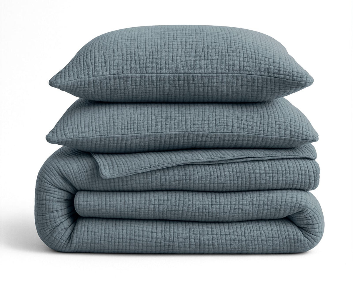 Lazy Dekbed Mousseline Groen Met Kussenslopen