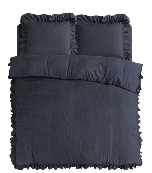Dekbedovertrek Ruffles Antraciet