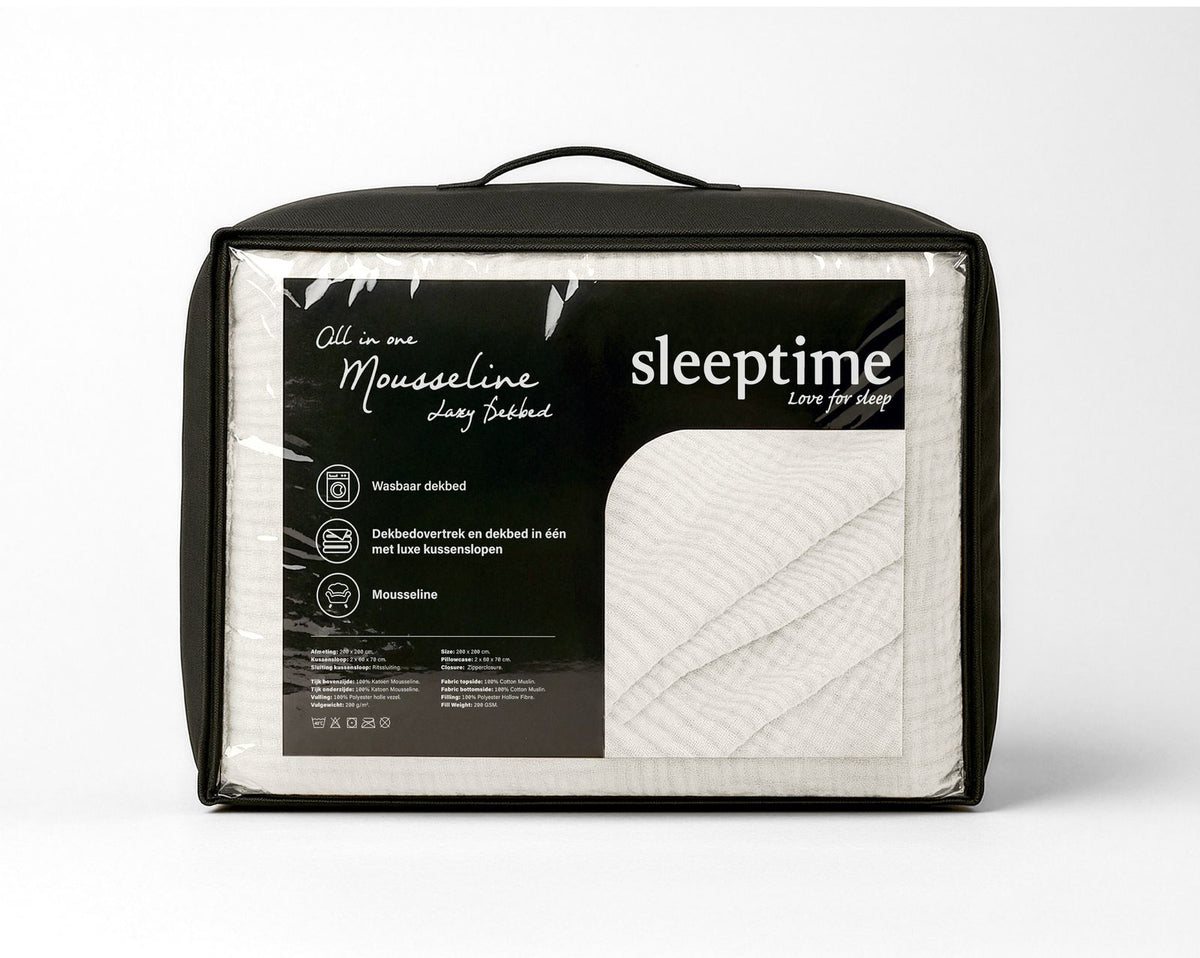 Lazy Dekbed Mousseline Beige Met Kussenslopen