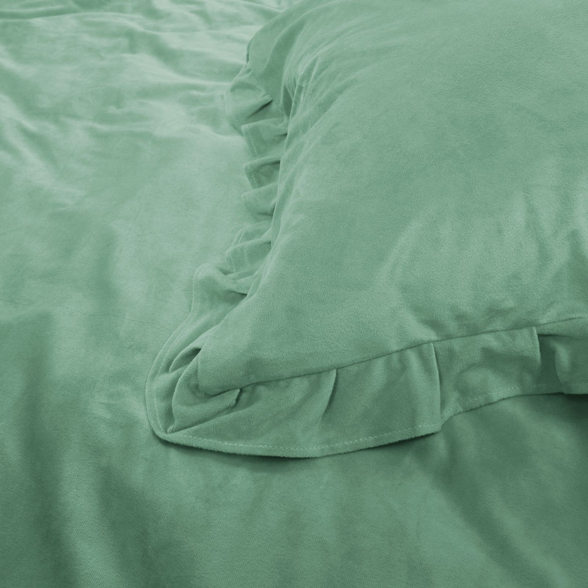 Dekbedovertrek Velvet Ruffles Granite Green