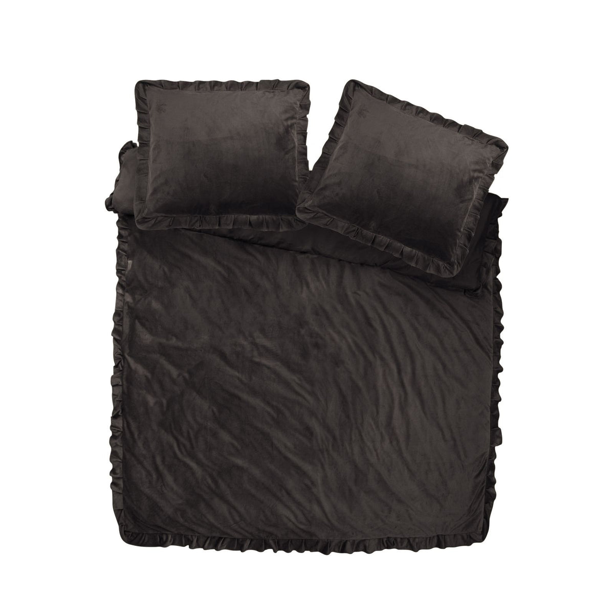 Dekbedovertrek Velvet Ruffles Zwart