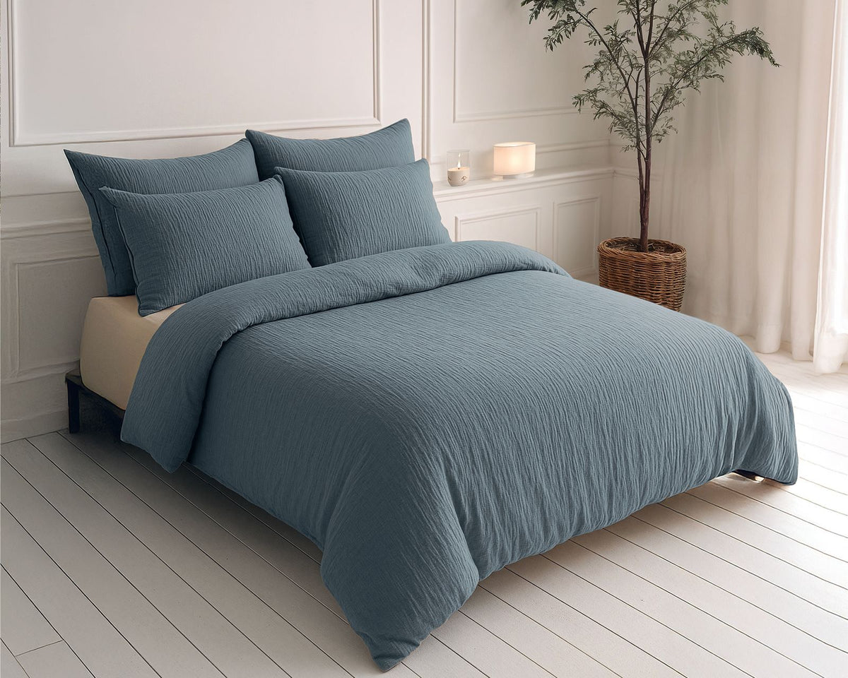 Lazy Dekbed Mousseline Groen Met Kussenslopen