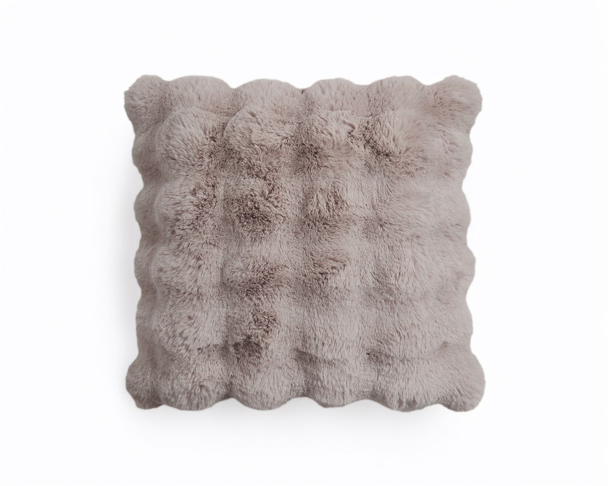 Pom Rabbit Fur sierkussen Taupe/Rose