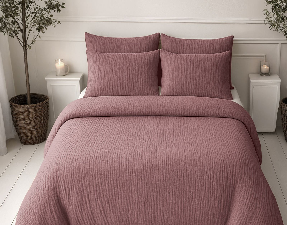 Lazy Dekbed Mousseline Oud Roze Met Kussenslopen
