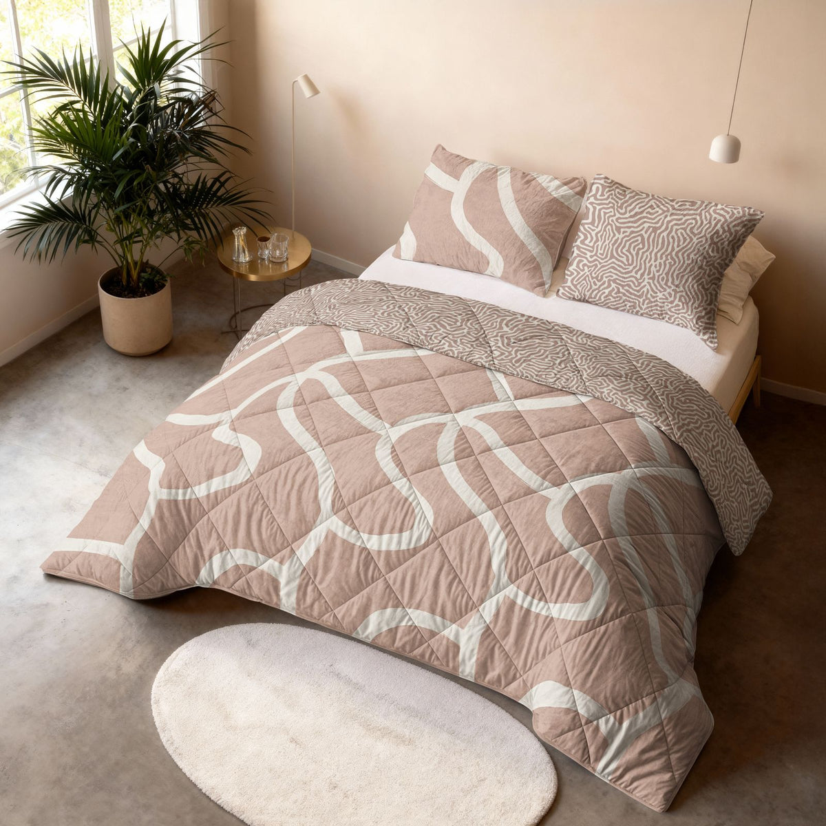 Lazy Dekbed Shapes Zand Met Kussenslopen