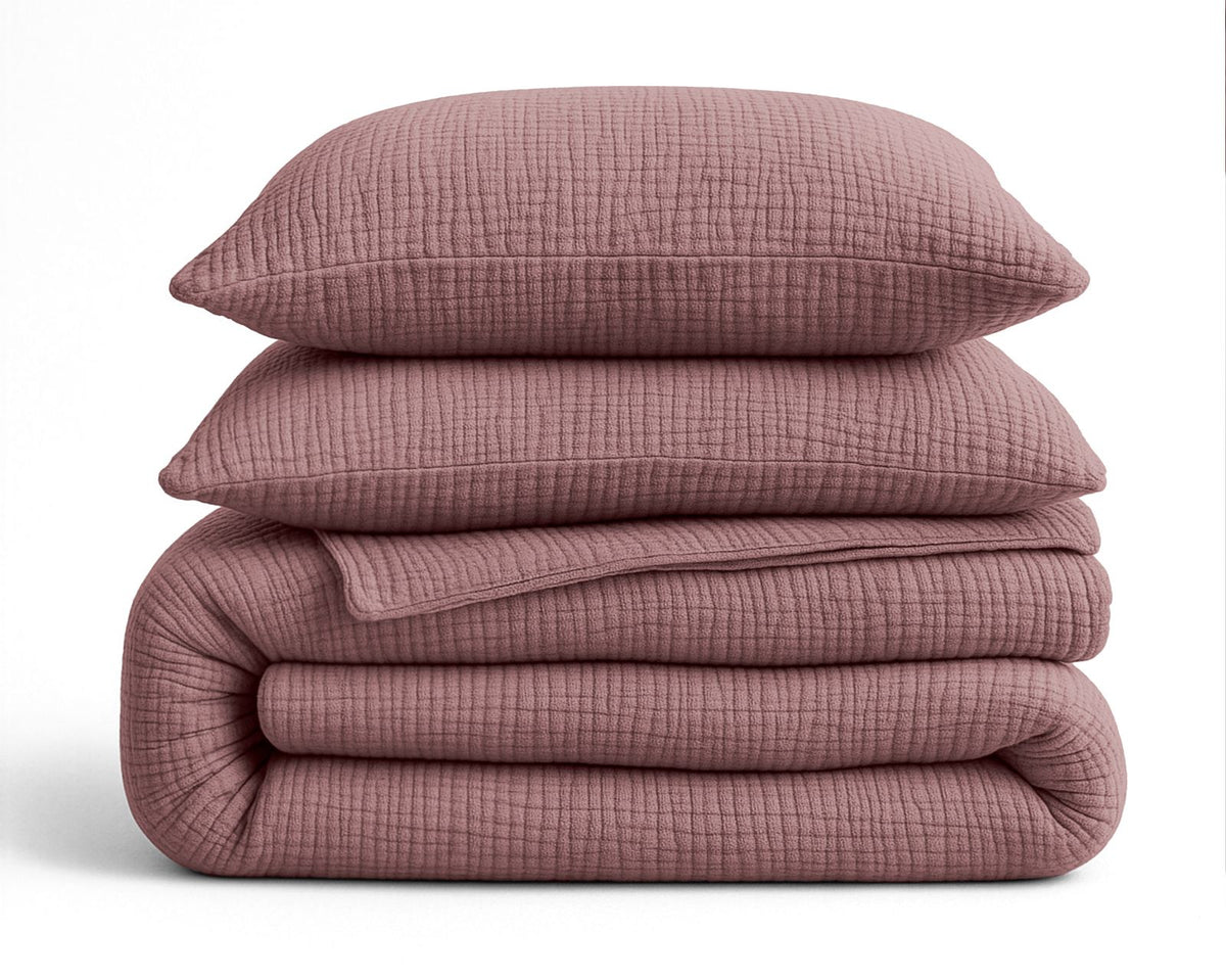 Lazy Dekbed Mousseline Oud Roze Met Kussenslopen