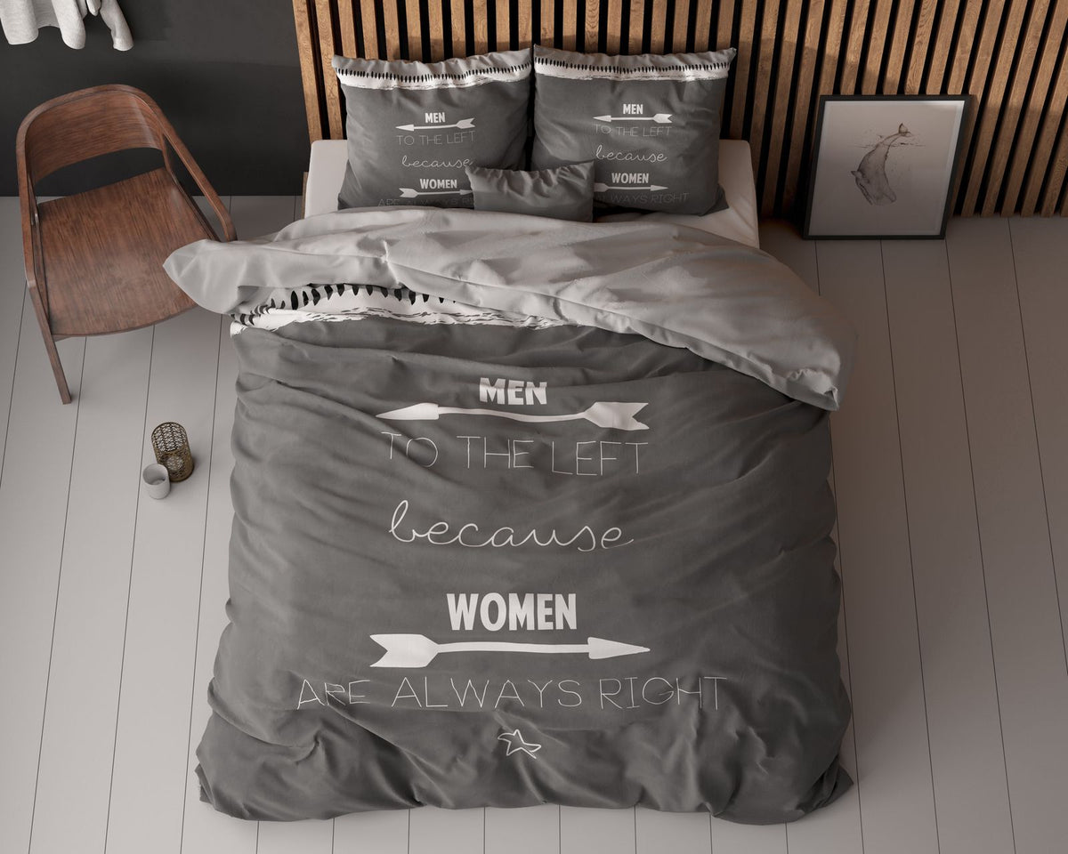 Dekbedovertrek Women Always Right Antraciet