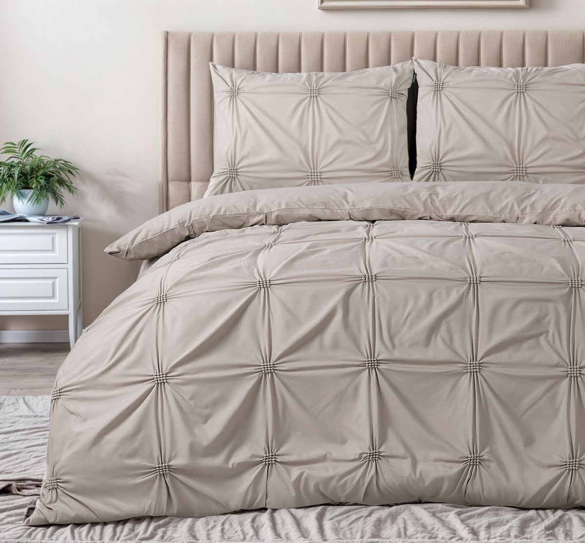 Dekbedovertrek Punch pintuck Taupe