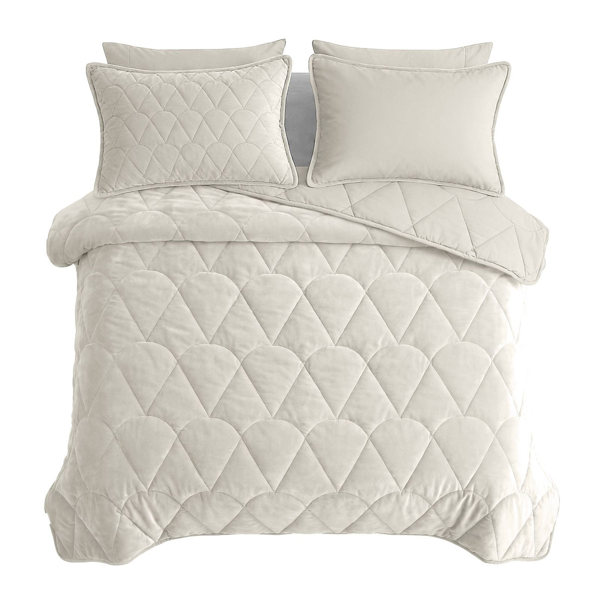 Lazy Dekbed Velvet Beige Met Kussenslopen