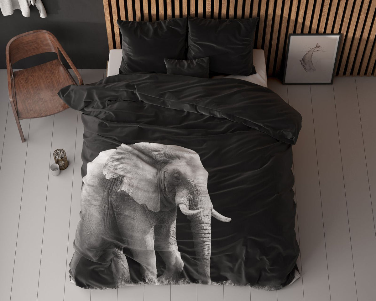 Dekbedovertrek Elephant Zwart