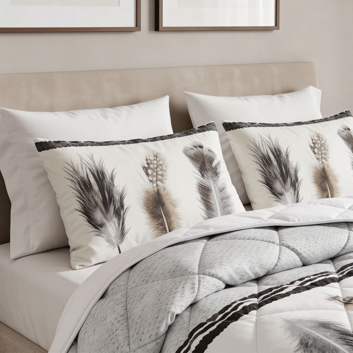 Lazy Dekbed Feathers 3 Zand Met Kussenslopen
