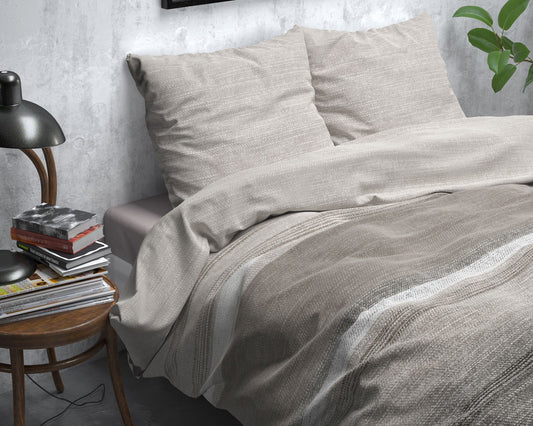 Dekbedovertrek Flanel Stone Stripe Taupe