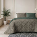 Lazy Dekbed Uni Groen/Taupe Grijs Met Kussenslopen