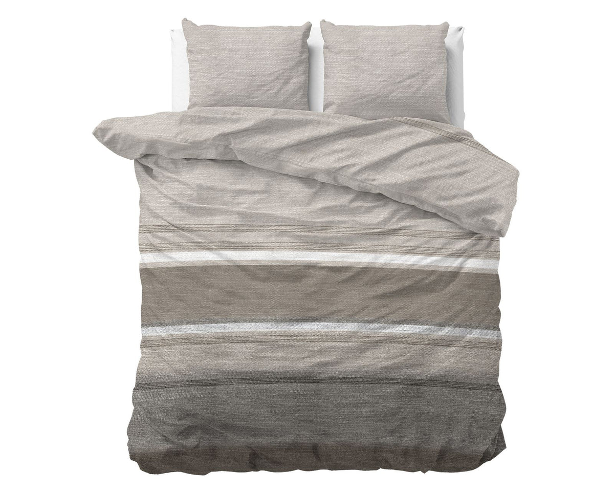 Dekbedovertrek Flanel Stone Stripe Taupe