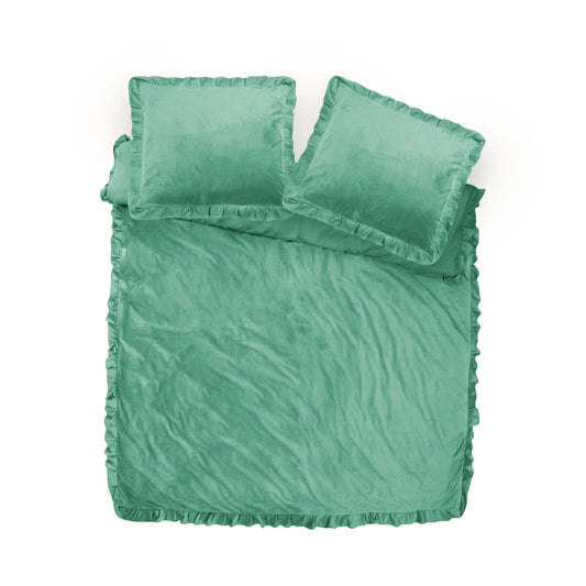 Dekbedovertrek Velvet Ruffles Granite Green